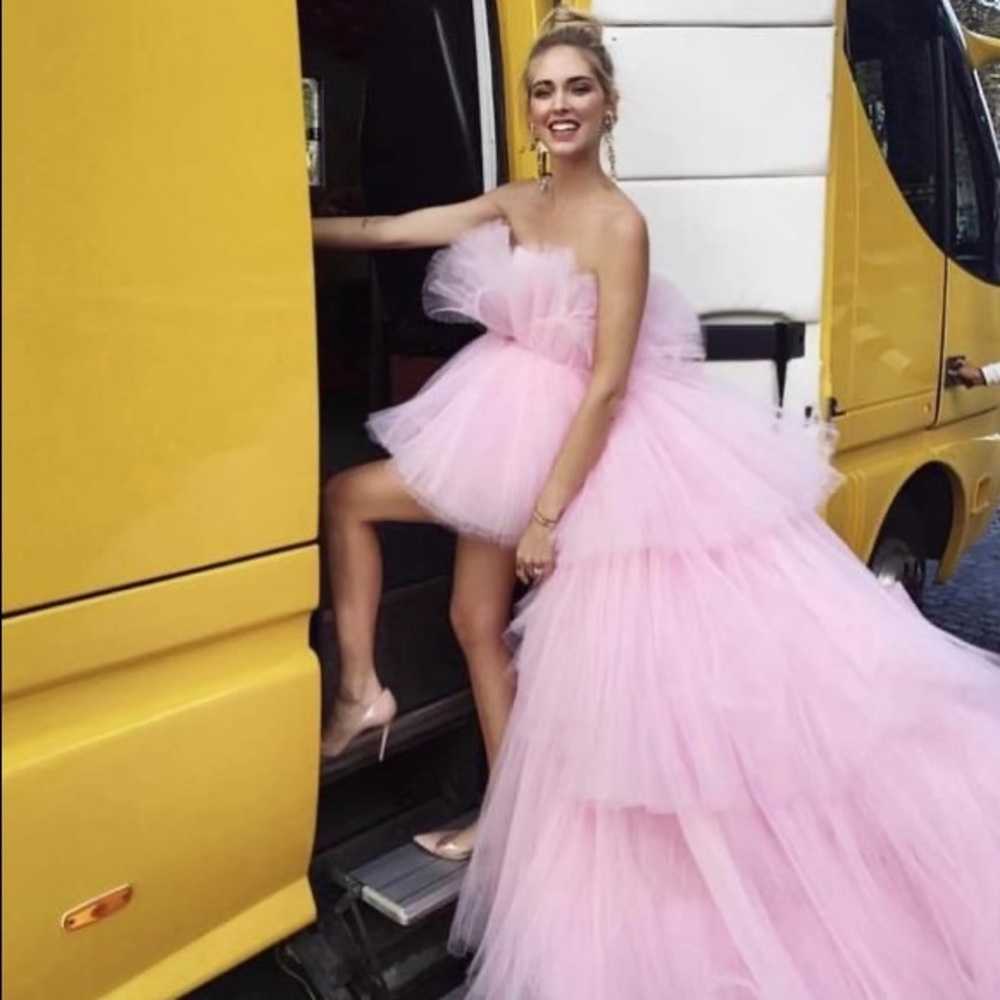 White high low tulle sleeveless dress